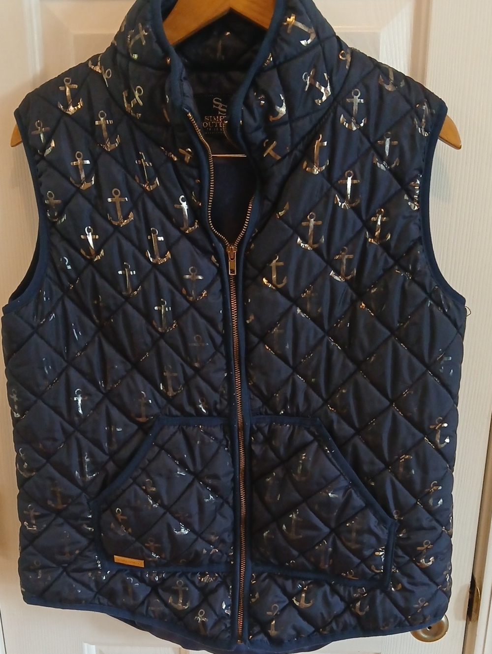 SIMPLY SOUTHERN Navy Anchor Print Vest, Size M-L